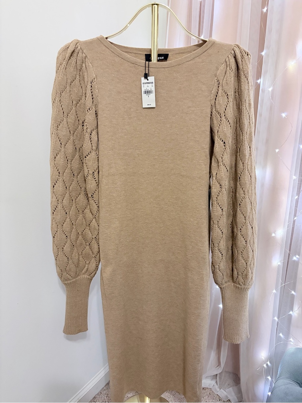 Express Knit Midi Dress Long Sleeve Size Small NWT